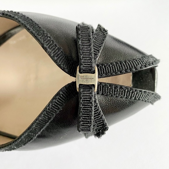 Salvatore Ferragamo ‘Genie’ Leather Peep-Toe Wedge - Picture 5 of 14